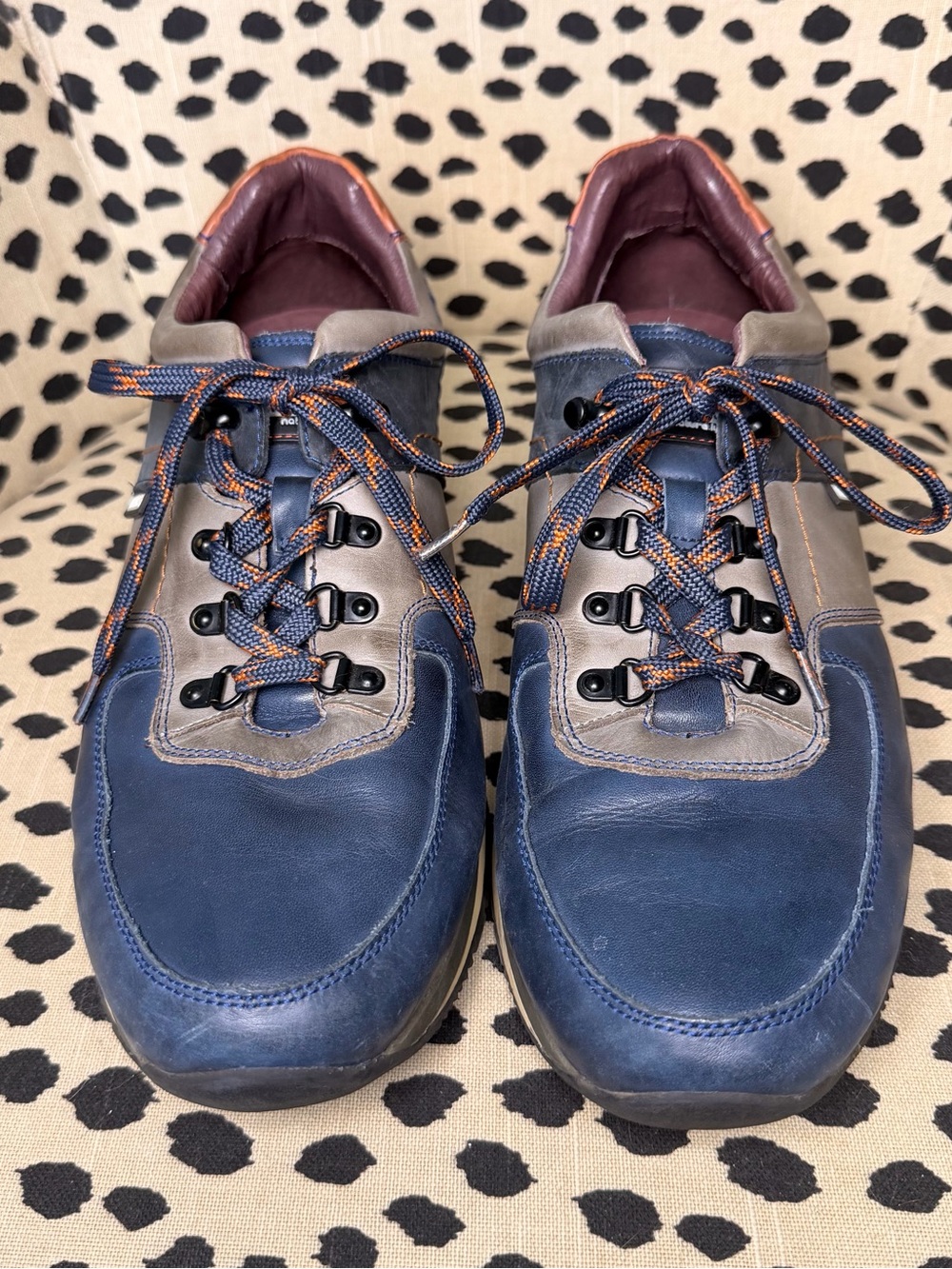Men's Pikolinos Casual Leather Sneakers in Navy and Gray